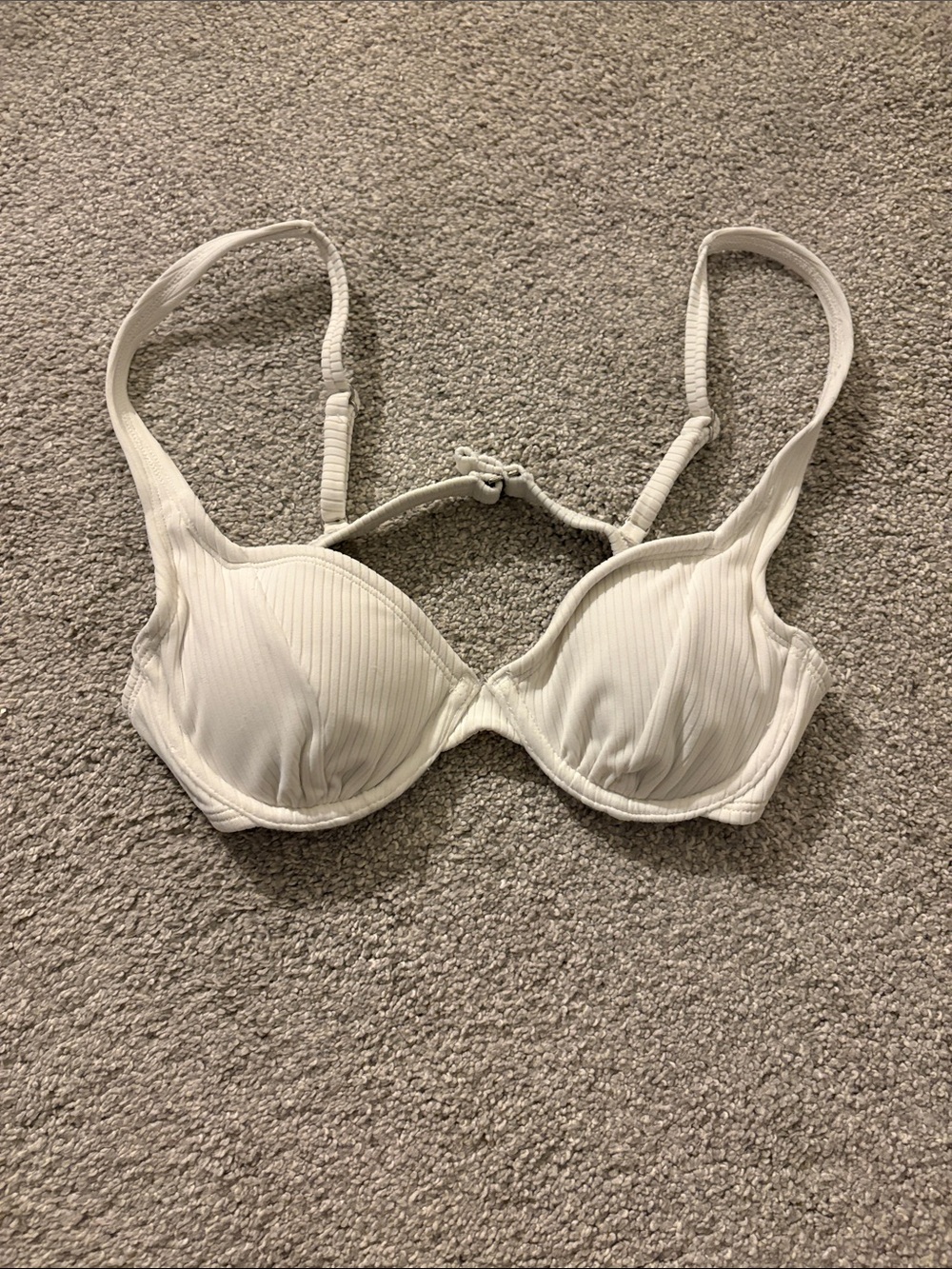 White Ribbed Bikini Top